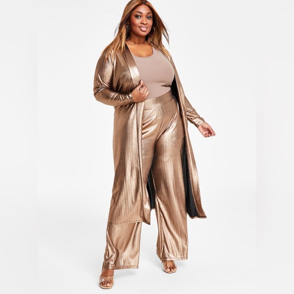 Nina Parker Metallic Duster Sz 0X (12W) Color Gold NWT - Picture 4 of 4